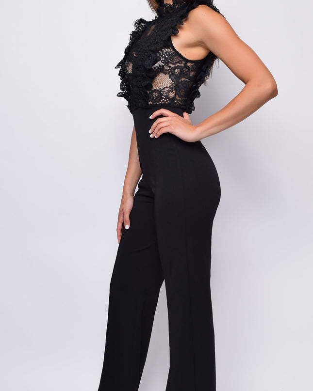 Black Crochet Flared leg Jumpsuit