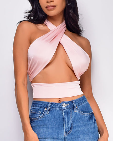 Pink Wrap Halter Top