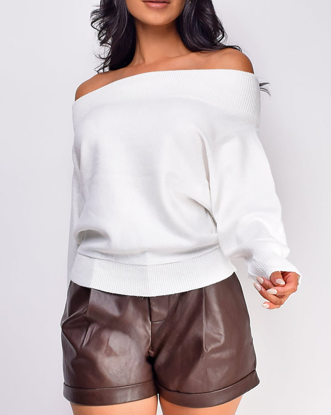 Brown Faux PU Leather Shorts