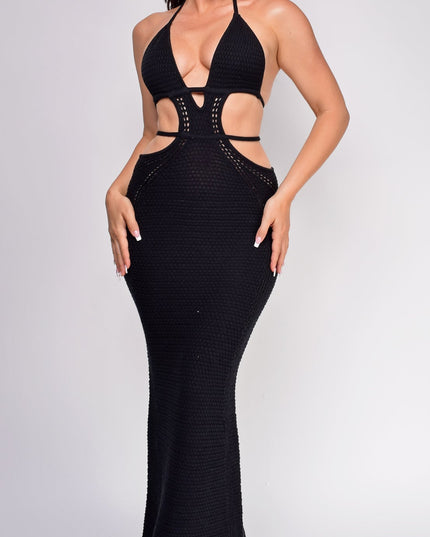 Black Crochet Maxi Dress