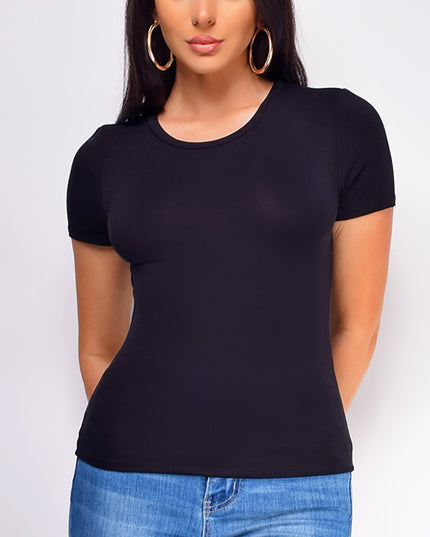 Black Basic Short Sleeve Top