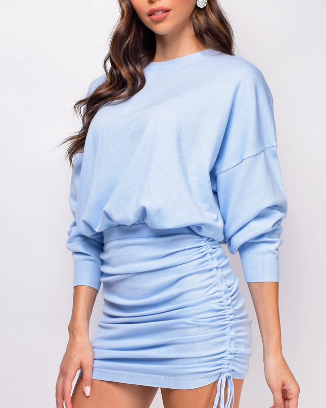 Blue Ruched Lounge Dress