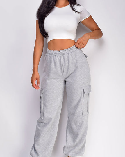 Gray Oversized Cargo Joggers