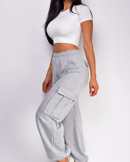 Gray Oversized Cargo Joggers