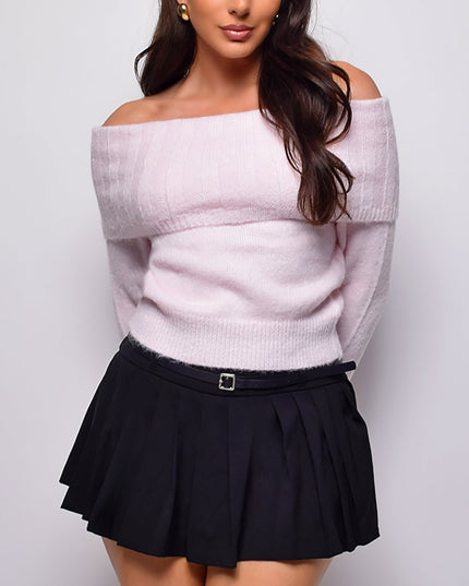 Pink Off Shoulder Sweater Top
