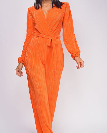 Orange Juna Surplice Jumpsuit