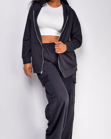 Black Zip Up Oversized Hoodie