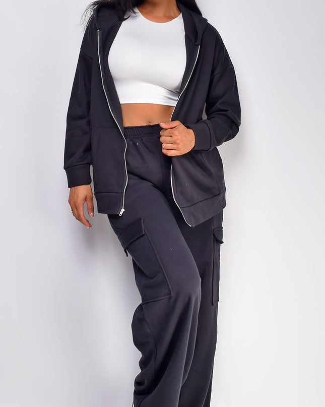 Black Zip Up Oversized Hoodie
