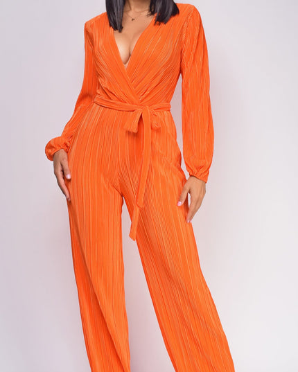 Orange Juna Surplice Jumpsuit