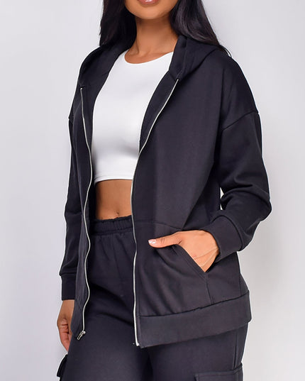 Black Zip Up Oversized Hoodie
