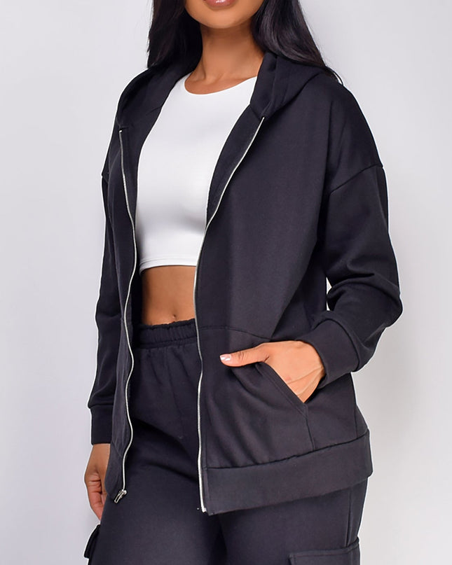 Black Zip Up Oversized Hoodie