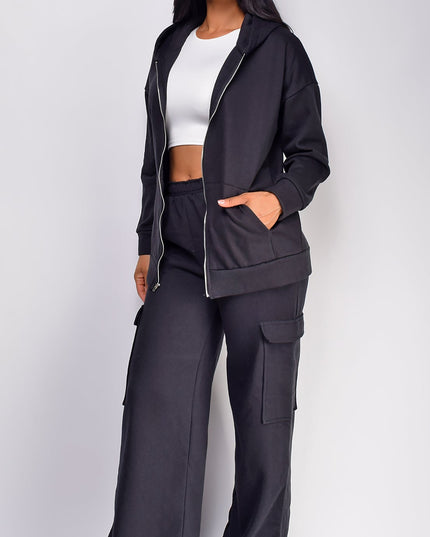 Black Zip Up Oversized Hoodie