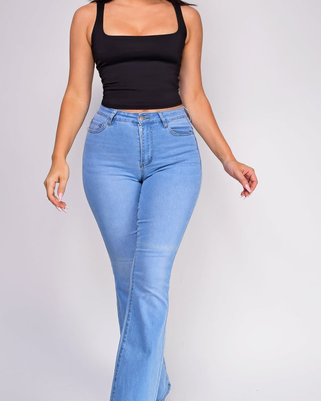 Blue Light Wash High Rise Bootcut Flare Jeans