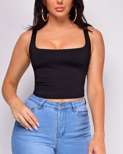 Black Scoop Neck Tank Top