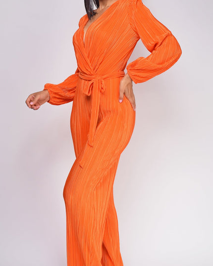 Orange Juna Surplice Jumpsuit