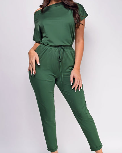 Green Off Shoulder Jumpsuit