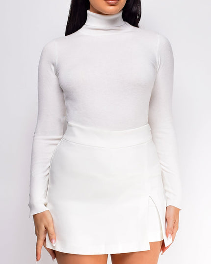 Ivory High Neck Long Sleeve Top
