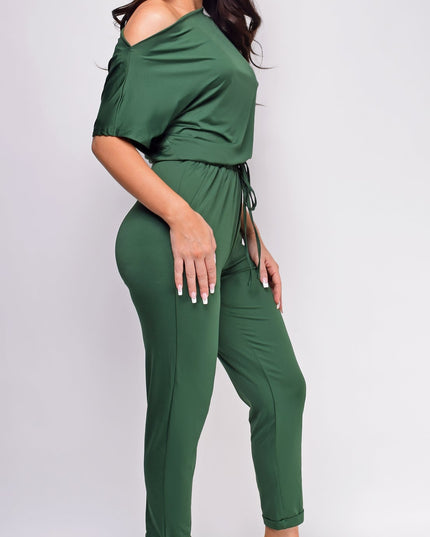 Green Off Shoulder Jumpsuit