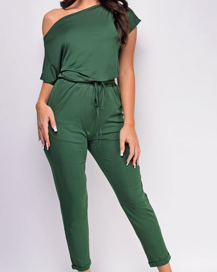 Green Off Shoulder Jumpsuit