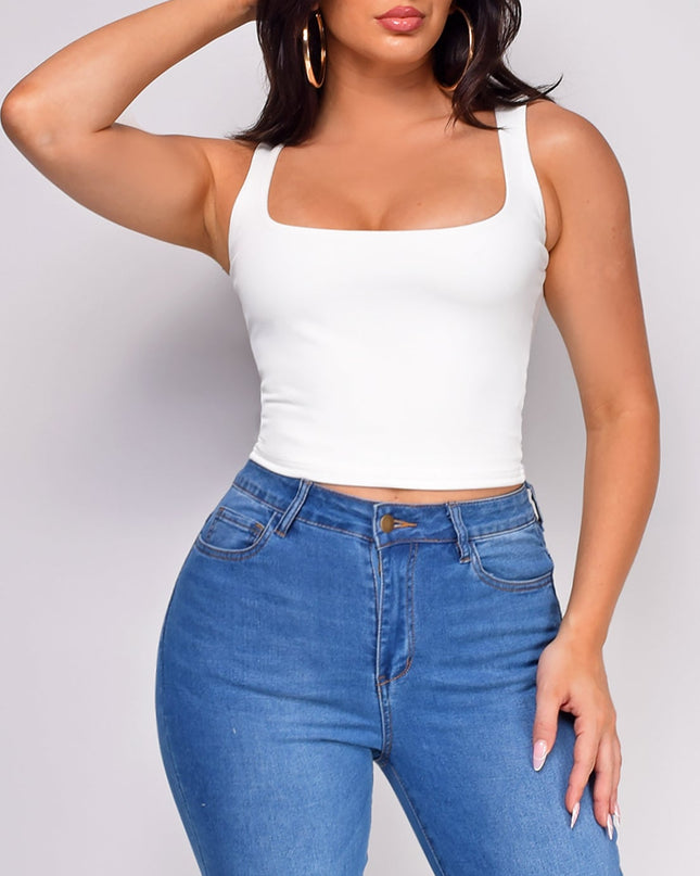 White Scoop Neck Tank Top