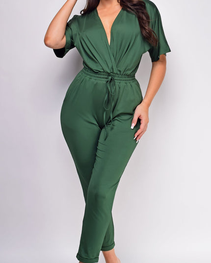 Green V Neck Jumpsuit
