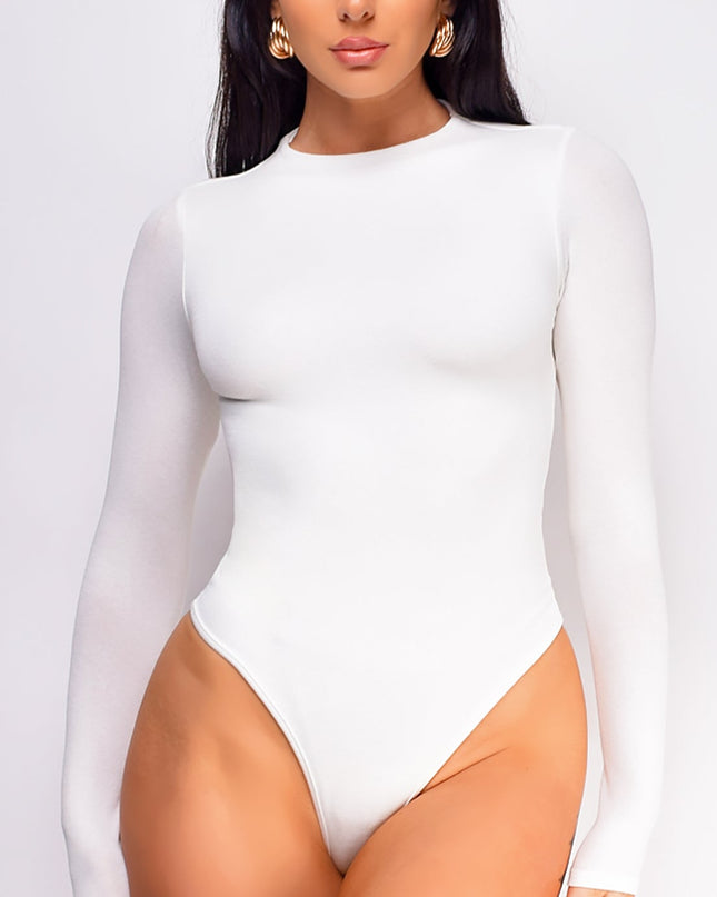 Off White Basic Long Sleeve Bodysuit