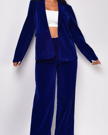 Blue Velvet Blazer Set