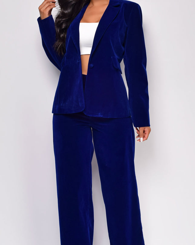 Blue Velvet Blazer Set