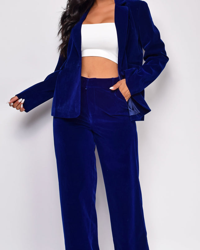 Blue Velvet Blazer Set