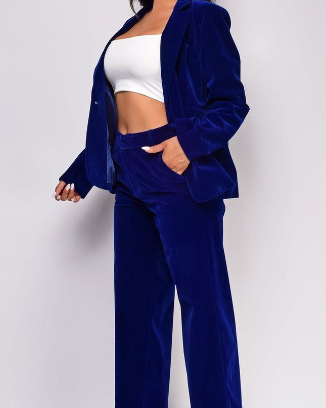 Blue Velvet Blazer Set