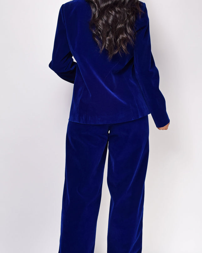 Blue Velvet Blazer Set