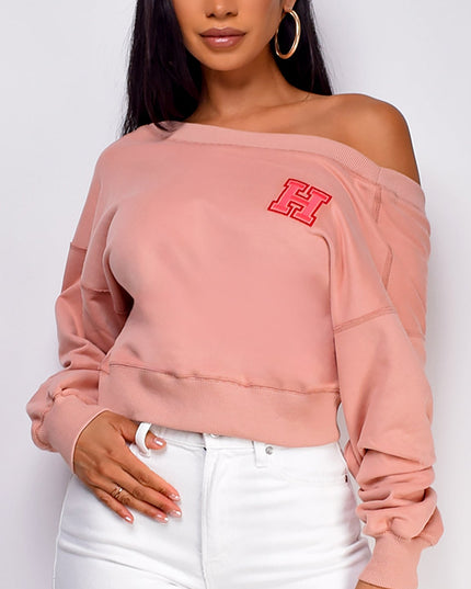 Pink Off Shoulder Sweater