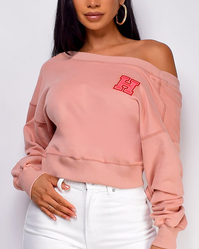 Pink Off Shoulder Sweater