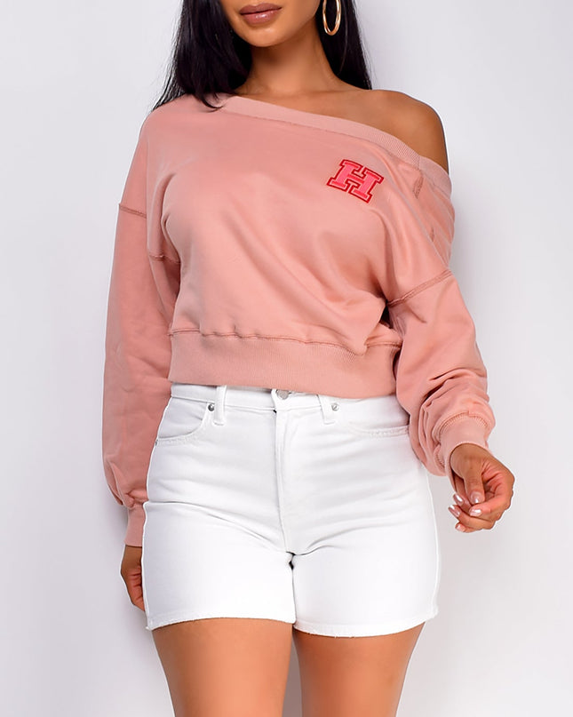 Pink Off Shoulder Sweater