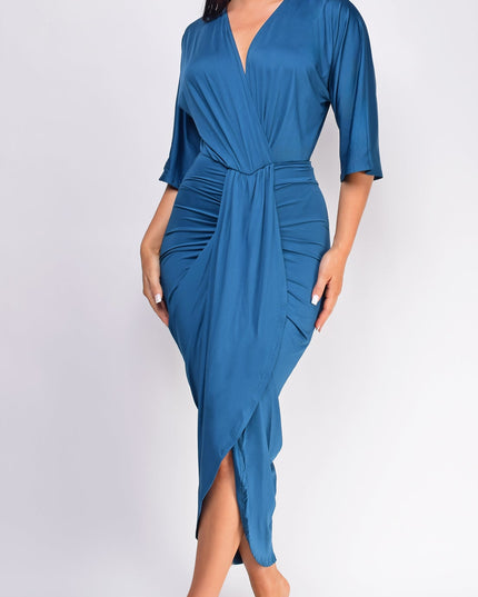 Teal Blue Venetian Midi Dress