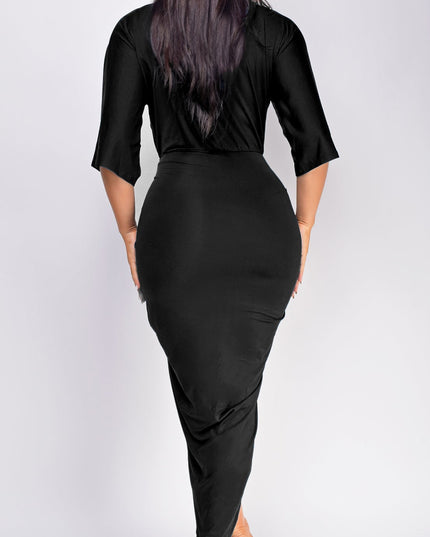 Black Venetian Midi Dress