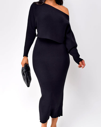 Black Top & Skirt Set