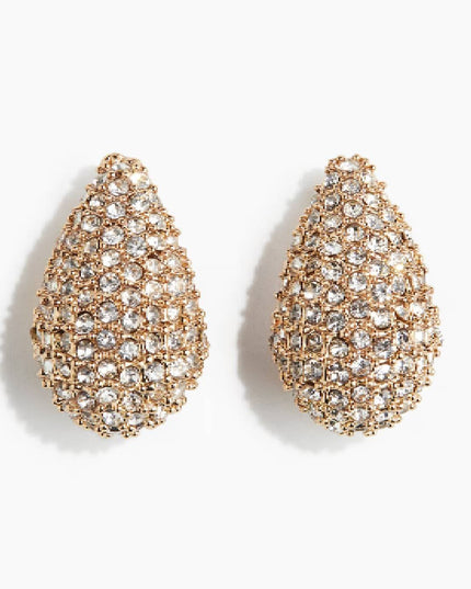Gold Gold Dipped Cz Pave Wide Tear Drop Earrings