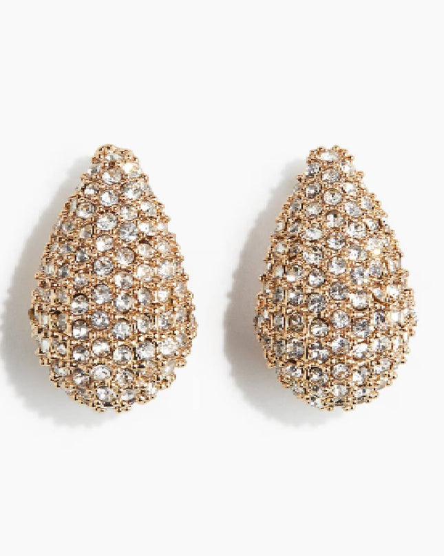 Gold Gold Dipped Cz Pave Wide Tear Drop Earrings