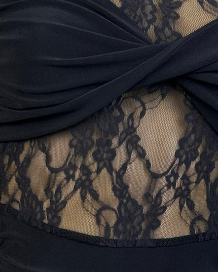 Black Lace Sash Mini Dress