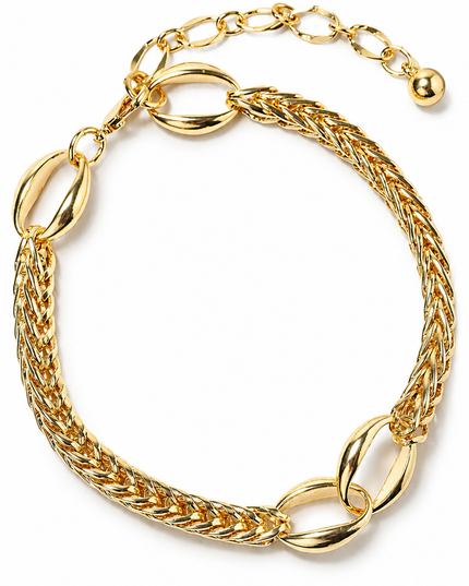 Gold Gold Dipped Braided Chain Link Anklet