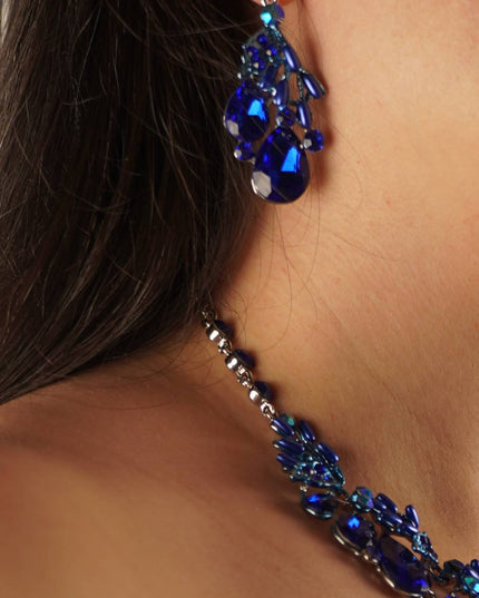 Crystal Blue Teardrop Glass Vine Collar Necklace