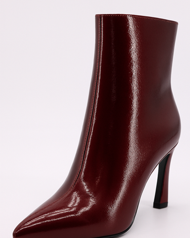 Burgundy Heel Ankle Boots