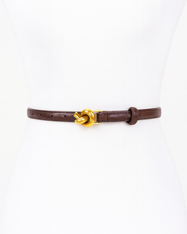 Brown Buckle Faux Leather Belt