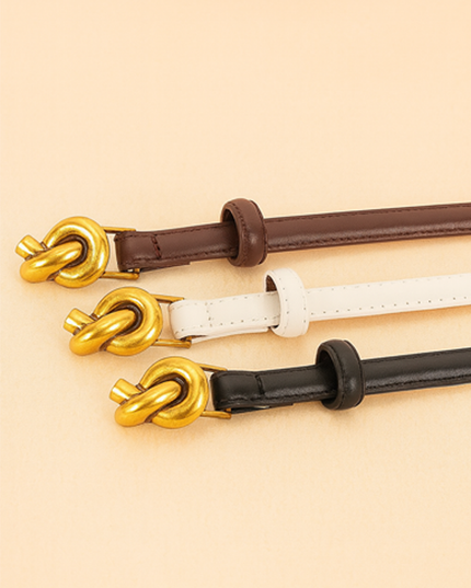 White Buckle Faux Leather Belt