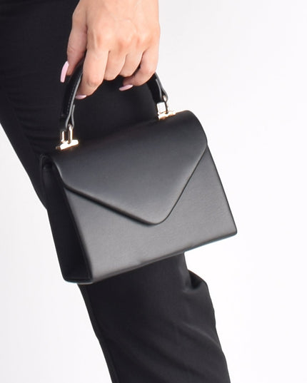 Black Faux Leather Handbag