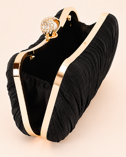 Black Pleated Evening Clutch