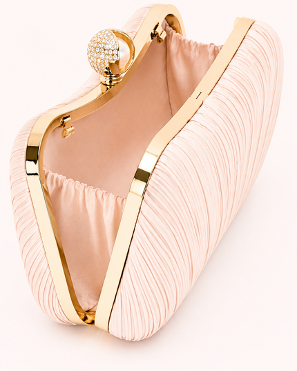 Nude Pleated Evening Clutch