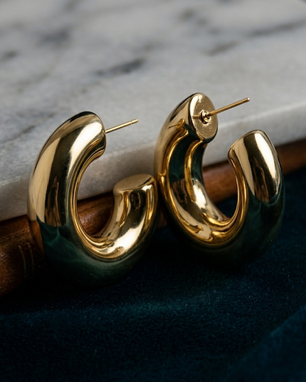 Gold Chunky Metallic Hoop Earrings