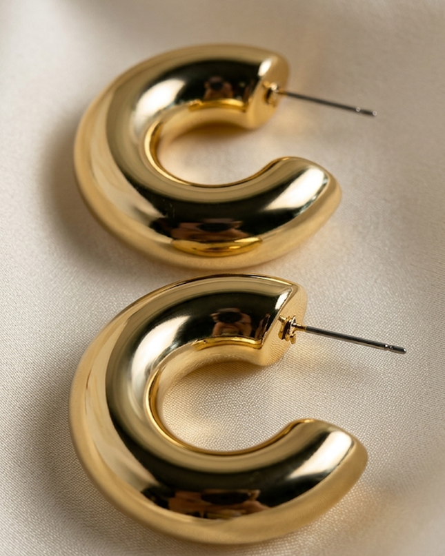 Gold Chunky Metallic Hoop Earrings